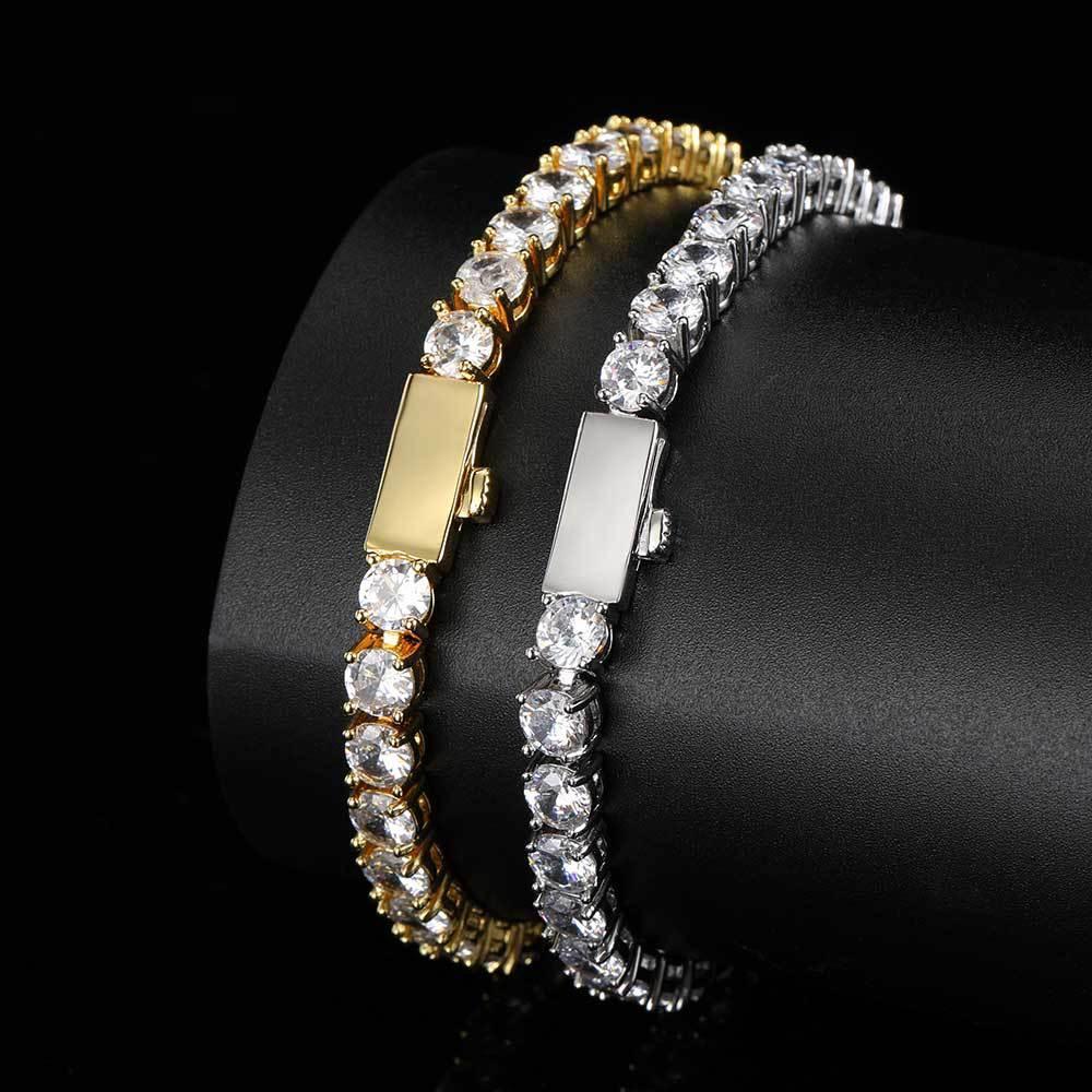 Single Row Zircon Tennis Chain Bracelet with Spring Clasp for Men | Caratix Jewelry - CaratixJewelry